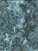 WEDANA (20th century) Balinese Birds in an Extensive Jungle Landscape Gouache on fabric, signed,