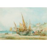 G CHAMBERS (19th century) British Boats at Low Tide Watercolour, signed and dated '79,