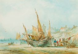 G CHAMBERS (19th century) British Boats at Low Tide Watercolour, signed and dated '79,