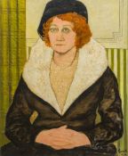 Attributed to DAVID SHANKS EWART (1901-1965) British (AR) Portrait of a Lady with Auburn Hair Oil