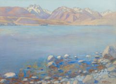 ESTHER STUDHOLME HOPE (1885-1975) New Zealander, Mackenzie Country Watercolour and bodycolour,