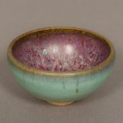 A Chinese Yuan Dynasty porcelain Jun Ware bowl With typical glaze. 9 cm diameter.