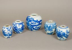 A 19th century Chinese blue and white ginger jar Decorated with figures working in paddy fields;