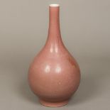 A Chinese porcelain bottle vase With allover lilac glaze,