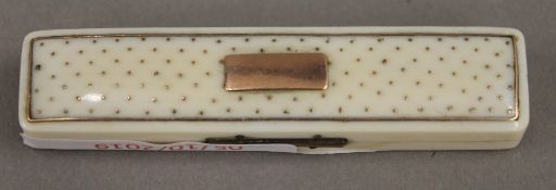 A 19th century piquet inlaid ivory toothpick box