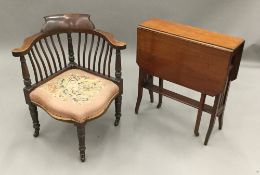 A Victorian walnut Sutherland table and a Victorian corner chair