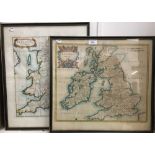 Two hand coloured maps Britannia Romana and Britannia Saxonica,