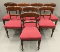 A set of eight Victorian mahogany bar back dining chairs