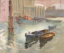 ERNEST D ADAMS (1884-1963) British, Harbour Scene, oil on canvas, signed,