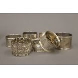 A small collection of silver and plated napkin rings (5 troy ounces silver weight)