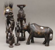 Five African carvings