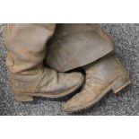 A pair of 19th century Blacksmith's leather boots and chest guard