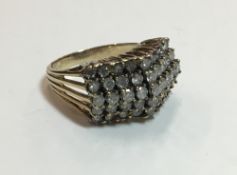 A 9 ct gold diamond cluster ring (6.9 grammes total weight). Ring size O/P.