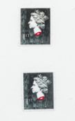 DARREN CULLEN (born 1983) British, Two Decapitated Queen Ist Class Stamps,