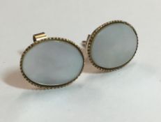 A pair of 9 ct gold mother-of-pearl set earrings,