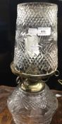 A cut glass table lamp