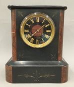 A Mason of Canterbury black slate and marble mantle clock