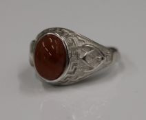 A silver and agate ring