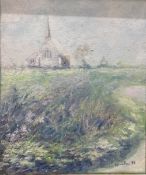 SYLVIA PAUL (20th/21st century) British, Church in Landscape, oil on canvas, signed and dated '90,