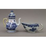 Two 18th century Chinese porcelain blue and white European shaped pieces,