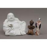 An 18th century Chinese blanc-de-chine figure of Hotei,