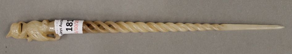 A white jade twist hair pin