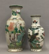 Two Chinese crackle glaze vases