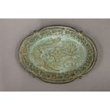A small Chinese bronze oval tray