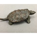 A small Japanese bronze model of a tortoise