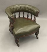 A Victorian mahogany framed tub armchair