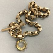 A 9 ct gold watch chain and fob (the chain 16 grammes)