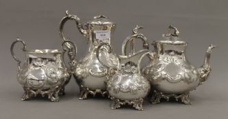 A four piece silver plated tea set