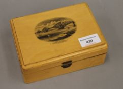 A late 19th century mauchlinware wooden box,