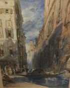 A 19th century Venetian watercolour, indistinctly signed,