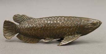 A bronze model of a carp