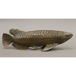 A bronze model of a carp