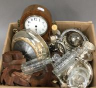 A quantity of various silver plated ware, mantle clock, etc.