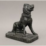 A 19th century Grand Tour serpentine (green marble) carving of a sitting dog