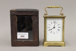 A 19th century cased carriage clock