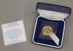 A boxed gold half sovereign,