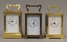 Three modern brass cased carriage clocks