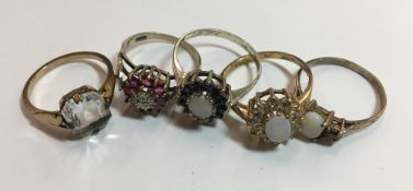 Five silver rings