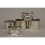 A quantity of silver and plated napkin rings (2.