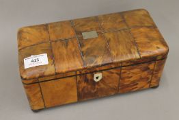 A 19th century tortoiseshell jewellery box