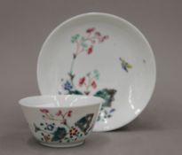 An 18th century porcelain tea bowl and saucer