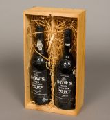 Dow's 1983 Vintage Port, bottled 1985, two bottles, in part old wooden case.