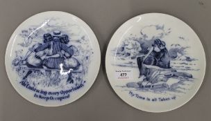 Two Victorian saucy seaside plates,