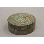 A Chinese bronze round box