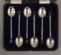 A cased set of six silver coffee bean finial spoons