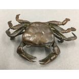 A small Japanese bronze model of a crab